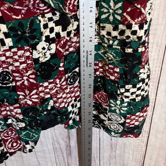 Vintage 80s Geometric Colorful Patchwork Vneck Sleeveless Vest Top Large - Picture 4 of 7